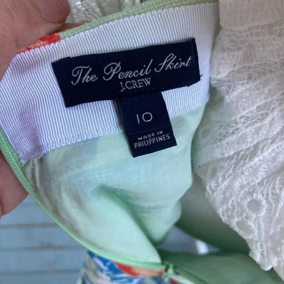 J. Crew Seafoam Green & Blue Floral Cottagecore Skirt EUC Size 10 - Picture 9 of 14